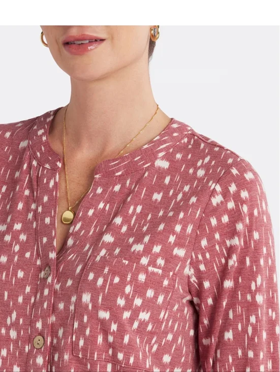 Fortune + Ivy Eleyna Split Neck Knit Top - Dusty Rose Pattern XXL - Picture 3 of 3